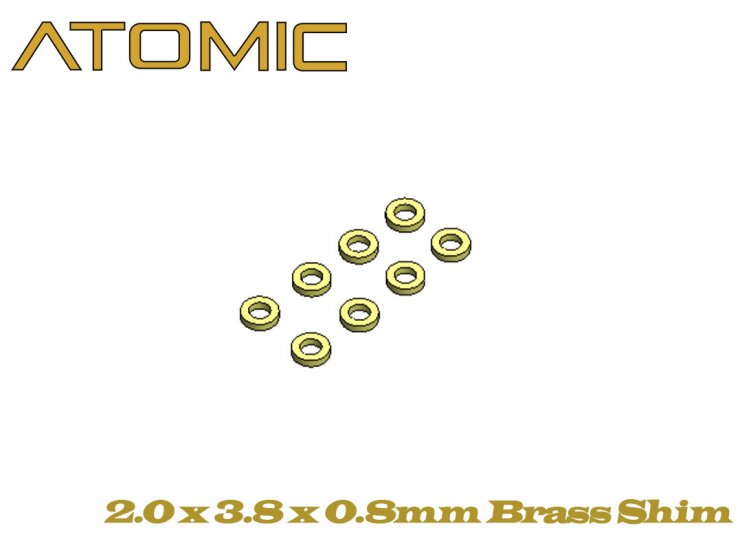 2.0 x 3.8 x 0.8mm Brass Shim (8 pcs) - Click Image to Close