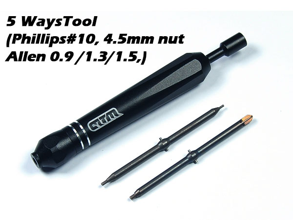 5 waysTool (Phillips#10, Allen 0.9 /1.3/1.5, 4.5mm nut) - Click Image to Close