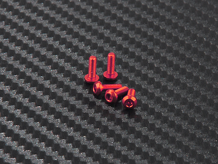 Alu. 7075 Button Head Machine screw 2x6mm PM (Red) - Click Image to Close