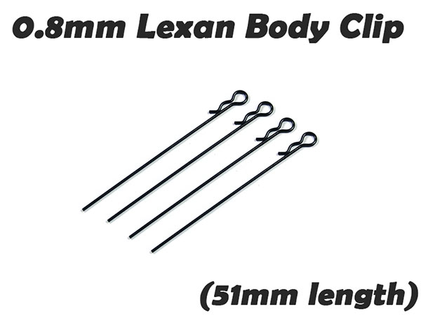 0.8mm Lexan Body Clip - 4 pcs (51mm length) - Click Image to Close